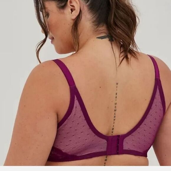 TORRID LIGHTLY LINED FULL COVERAGE BALCONETTE BRA DOTTED LACE W/ 360° 46B - Picture 3 of 5